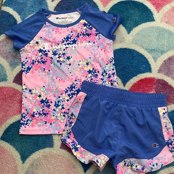Pink and blue champion outfit 2025
